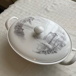 Tuscan Bone China Serving Dish with Scenic Design